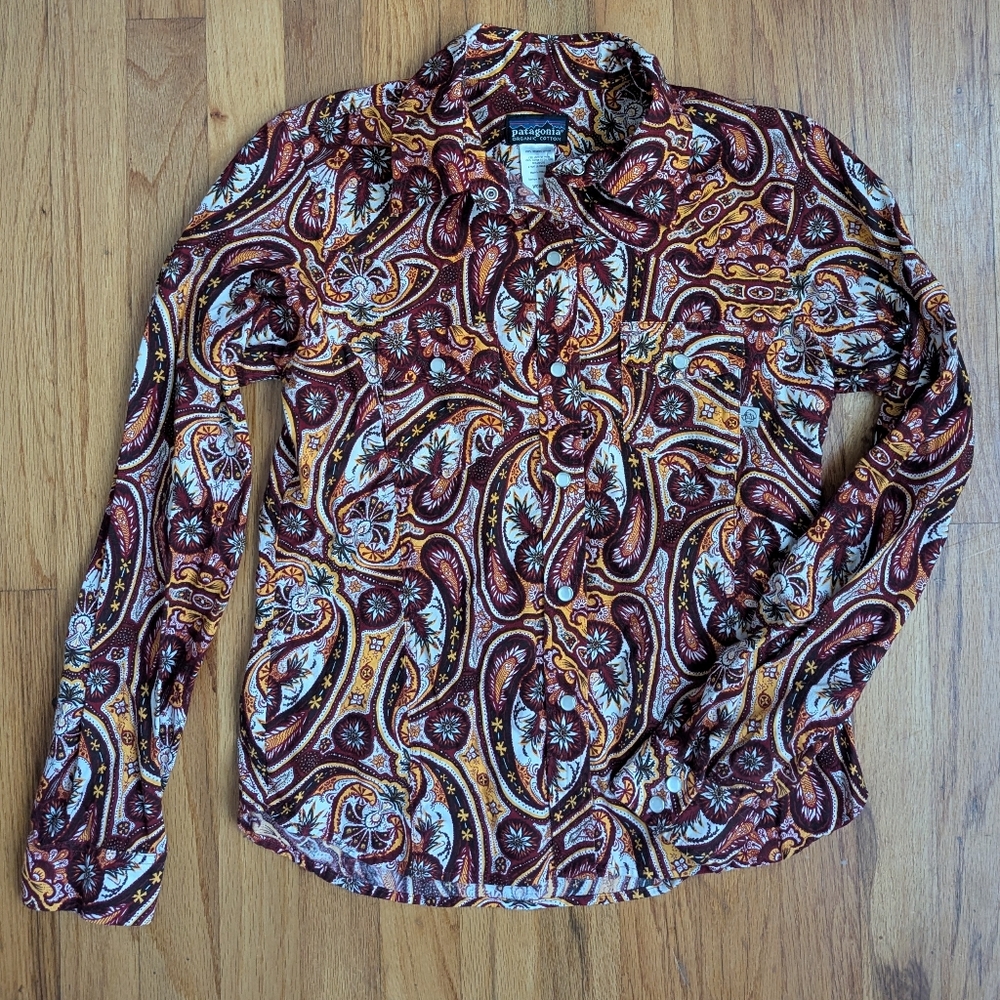 Patagonia Drifter Organic Cotton Paisley Pearl Snap Shirt